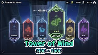 SoA  Climbing the Tower of Wind 170F  200F Summoners War Chronicles [upl. by Yarehs692]