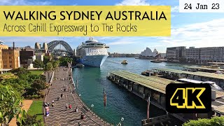 Walk across Sydneys Cahill Expressway to The Rocks  24 Jan 2023 4K [upl. by Kaule]