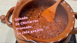 Guisado de chicharrón prensado para tacos de canasta Gorditas quesadillas Garnachas y tlacoyos [upl. by Anatsirhc]