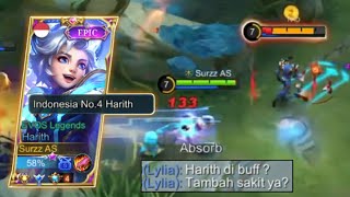 HARITH HABIS DI BUFF JADI KUAT DI SIDELANE  BUILD HARITH TERSAKIT 2022 TOP GLOBAL  MLBB [upl. by Nosnehpets]