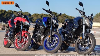 Hornet 750 Vs MT07 Vs Z650  le bilan de notre comparatif en vidéo [upl. by Delamare]