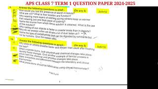 APS class 7 TERM 1 EXAM PAPER  QUESTION PAPERS 20242025 nksclasses [upl. by Auos]