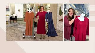 Denim Co Heritage Velour Knit Midi Dress on QVC [upl. by Hsotnas]