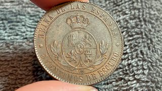 1867 Spain 5 Centimos de Escudo Coin • Values Information Mintage History and More [upl. by Akcirret]