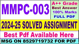 MMPC 003 solved assignment 202425  mmpc 003 solved assignment 2025  ignou MBA mmpc3 2025 [upl. by Fita936]