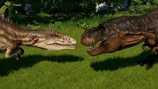 TRex vs Carcharodontosaurus Spinosaurus Indominus Indoraptor Spinoraptor Giganotosaurus amp Allo [upl. by Gnehc]