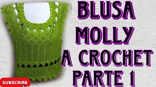 Blusa 👚 Molly a Crochet Parte 1 😍🥰😘 [upl. by Ahsam]