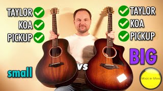 Sound Comparison SMALL vs BIG GUITAR Taylor GS Minie Koa vs Taylor 224ceK DLX No Talking [upl. by Curcio]