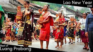 Luang Prabang Laos The best of Pii Mai Lao 2018 Lao New year parade Water festival Alms Giving [upl. by Tarrel]