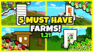 5 MUST HAVE FARMS In Minecraft Bedrock 121 [upl. by Letty]