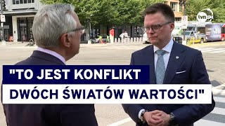 Szymon Hołownia o potrzebie wsparcia dla Ukrainy i napięciach w polityce amerykańskiej TVN24 [upl. by Enelrak]