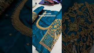 Peacock 🦚 blue aari work blouse material low price trending collection viralvideo wholesale song [upl. by Wappes]