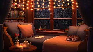 Cozy Reading Nook Ambience with Soothing Thunderstorm and Rain Sounds for Sleep amp Relaxation [upl. by Nashbar]