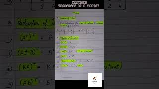 Matrices  Transpose of a MatrixProperties Aspire amp Achieve [upl. by Adnama]