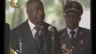 Gbagbo pleure les victimes du drame au stade Félix Houphouet B [upl. by Ainnat527]