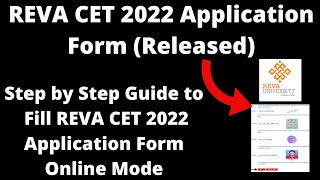 REVA CET 2022 Application Form Released  How to Fill REVA CET 2022 Application Form Online Mode [upl. by Morlee]