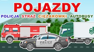 Samochody bajka dla dzieci  Policja  Straż pożarna  Ciężarówka  Autobus  KIDSOLANDIA TV [upl. by Neelhtakyram794]