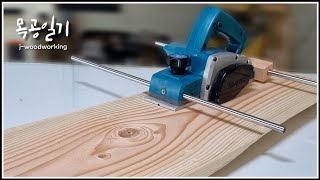 planing wide boards perfectly with electric hand planer  upgraded ver 2 woodworking [upl. by Wilkens]