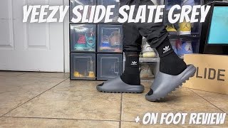 Adidas Yeezy Slide Slate Grey Review  On Foot Review amp Sizing Tips [upl. by Urissa144]