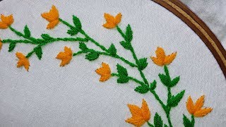 Hand embroidery  stem stitch  flower design for beginners [upl. by Airdnaxela]