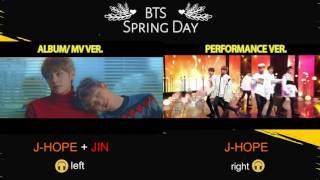 BTS Spring Day  Part Changes MV vs LIVE VERSION Use Headphone [upl. by Ameline]