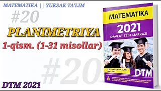 Planimetriya 1qism 131 misollar  DTM 2021 Matematika yechimlari  Geometriya  Sardor Xasanov [upl. by Smaj]