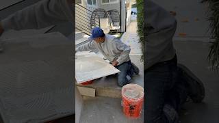 Tile Installation on Exterior Patio Floor 24”x48” Porcelain construction tiling diy tutorial fy [upl. by Abernathy485]