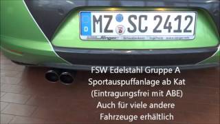 Auspuffanlage Sportauspuff Edelstahl ab Kat Gruppe A FSW VW Scirocco 1 4 TSI [upl. by Ruder]