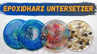 DIY Epoxidharz Untersetzer  mit Glitzer Muscheln Mica Pulver [upl. by Woodford]