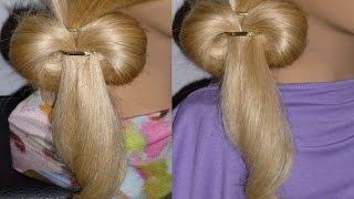 EINFACHE SchleifenFrisur für mittellange HaareSchuleAlltagHair Bow HairstylePeinados rapidos [upl. by Lissner]