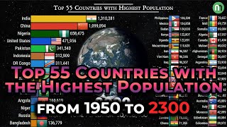 Top 55 Largest Countries by Population from 1950 to 2300 [upl. by Hennessy]