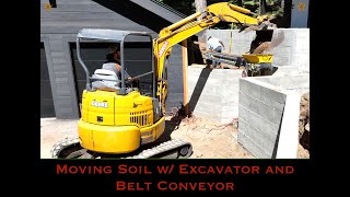 Relocating Soil Using MiniExcavator and Conveyor [upl. by Nilac]