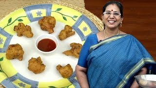 Cauliflower Fritters Recipe  Mallika Badrinath Recipes  Cooking Videos [upl. by Nalro]