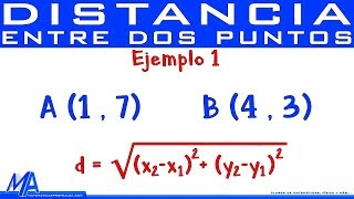 Distancia entre dos puntos  Ejemplo 1 [upl. by Crutcher]