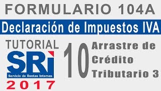 Declaración del IVA con Crédito Tributario SRI Parte 3 [upl. by Gabey]