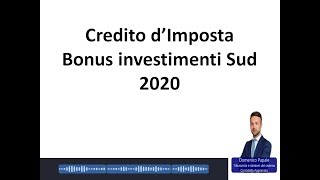 Credito dimposta sud 2020 [upl. by Panayiotis225]