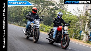 Battle Of The Modern Classics  RE Meteor vs Honda Hness CB350  MotorBeam [upl. by Nimzaj]