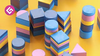 Dynamic Stacked Objects in C4D and XParticles  Cinema 4D Tutorial Free Project [upl. by Nywra]