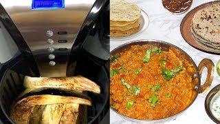 Air Fryer Baingan Bharta Video Recipe  Roasted Eggplant Curry Indian Baba Ganoush Bhavnas Kitchen [upl. by Vonni]