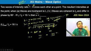 Two waves of intensity ratio 1  9 cross each other at a point The resultant intensities at the [upl. by Kablesh]