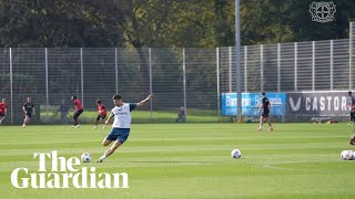 Leverkusen manager Xabi Alonso turns back the clock with passing skills [upl. by Acnairb]