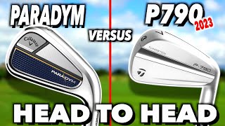 NEW Taylormade P790 irons V Callaway Paradym irons  head to head 2023 [upl. by Laucsap]