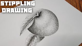 Stippling Drawing 51 How to Draw an Apple Using Dots Pencil Drawing  Stippling Art [upl. by Lebazej]