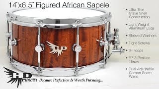 Stave Snare Drum Demo Hendrix Drums Figured Sapele 14x65 Snare at DCP [upl. by Enimisaj]