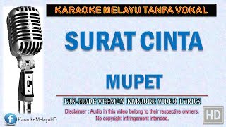 Mupet  Surat Cinta  Karaoke  Tanpa Vokal  Minus One  Lirik Video HD [upl. by Latouche635]