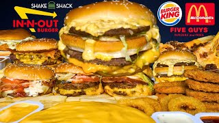 ASMR MUKBANG BURGERS amp FIES  MCDONALDS INNOUT BURGER KING FIVE GUYS SHAKE SHACK  WITH CHEESE [upl. by Nrubyar405]