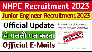 NHPC JE Official Update  NHPC JE Result Update  NHPC JE Latest Update  NHPC JE Recruitment 2023 [upl. by Garey]