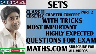 SETS CLASS 11 CBSE WITH TRICKS  MOST IMPORTANT QUESTIONS FOR EXAM [upl. by Etty]