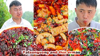 mukbang  hairy belly  chinese food  food recipes  funny mukbang  fatsongsong and thinermao [upl. by Nahtaneoj]