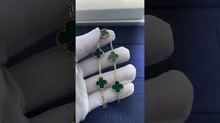 Van Cleef Arpels Vintage Alhambra 18ct Yellow Gold 5 Motifs Malachite Bracelet [upl. by Eleonore803]